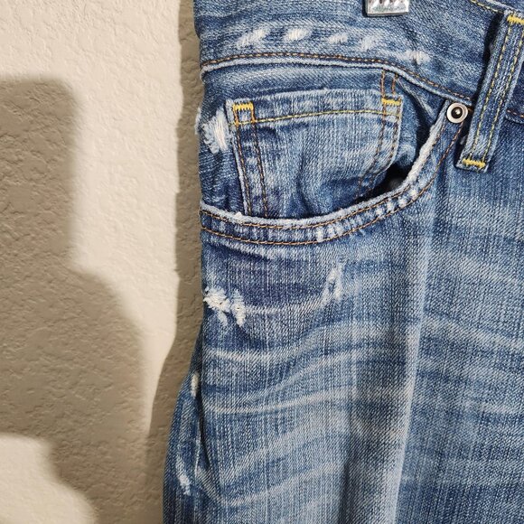 Lucky Brand Jeans Mens 32x30 Blue Distressed Riley Jean Made USA Straight Leg - Picture 4 of 16